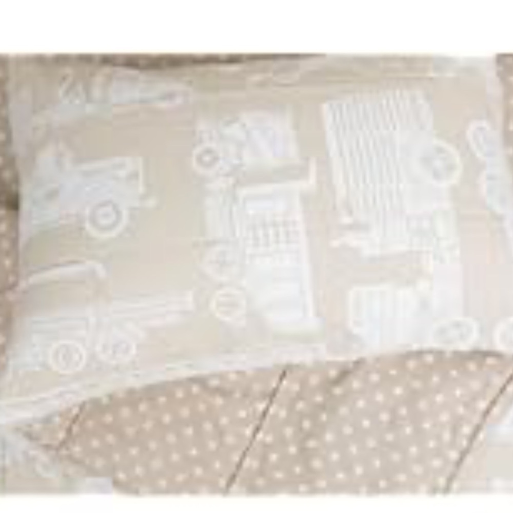 Beddy's Nod & Winks Tan Construction Vehicle Print BNWOT Pillow Cocer